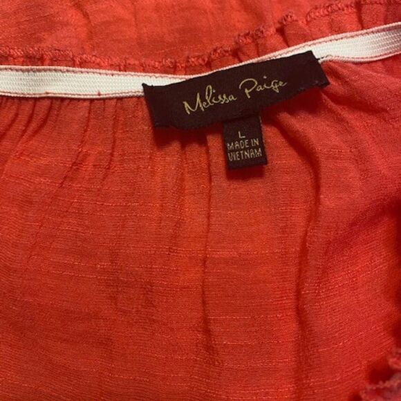 Melissa Paige Orange off the shoulder drawstring Lace tunic, size L - Picture 3 of 3